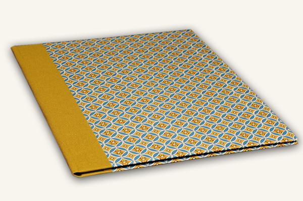 Sammelmappe-geometrisches Design, senfgelb, blau